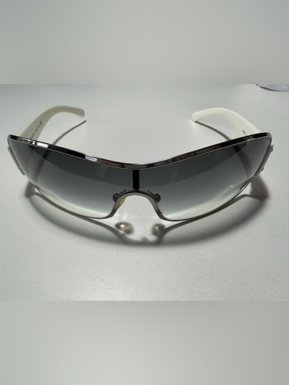Authentic Vintage PRADA SPS Linea Rossa Wraparound White Shield Sunglasses - Picture 7 of 15